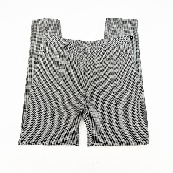 Akris Punto Blurred Glencheck Plaid Cotton Stretch Straight-Leg Pants Size 6 - Picture 4 of 8